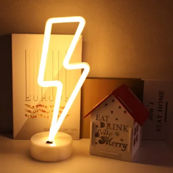 LED Neon Tegn Lyn Formet USB Batteri Drives Nat Lys Dekorativ bordlampe til Home Party Stue Dekoration 2
