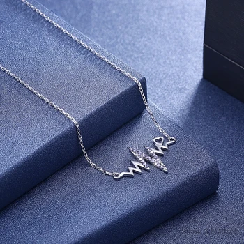 LEKANI Ægte 925 Sterling Sølv Smykker Mode koreanske Lille Bølge Kæde Halskæder Krystaller For Kvinder Party Bryllup 4
