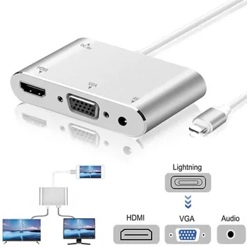 Lightning Adapter Lightning Port til HDMI/VGA/3.5 mm Hovedtelefon Jack Adapter 1080P Converter 1