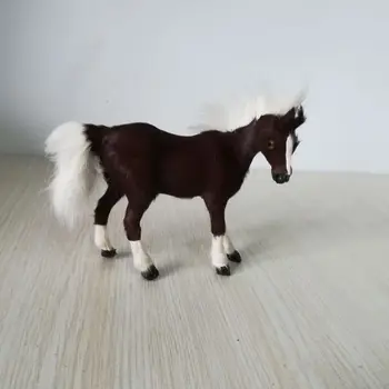 Lille simulation hest toy plast&pels brun hest model doll gave om 12x11cm 0