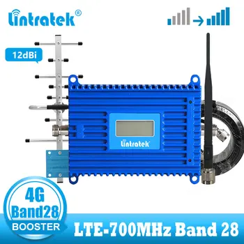 Lintratek B28 4G LTE 700 mhz trådløse forstærker LTE 4g internet signal booster Mobiltelefon repeater + 12dBi yagi antenne kit 4