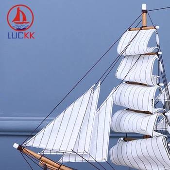 LUCKK 50CM Store Retro Sejlbåd Ornamenter Dekoration Skibe Model, Værelse, Kontor, Skrivebord Nautiske Figur Træ Håndværk Business Gaver