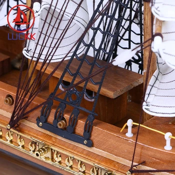 LUCKK 50CM Store Retro Sejlbåd Ornamenter Dekoration Skibe Model, Værelse, Kontor, Skrivebord Nautiske Figur Træ Håndværk Business Gaver 1