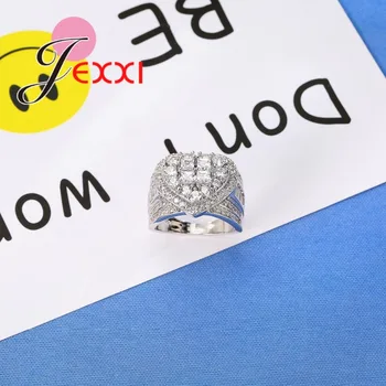 Luksus Kærlighed Hjerte Design Finger Ringe banet Micro Cubic Zircon Sterling Sølv 925 Smykker til Kvinder, Piger Gave 1