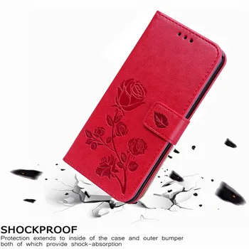 Luksus Læder Flip Book style Tilfældet for Xiaomi Mi 6X / Mi A2 Lite Rose Flower Pung Stå Kortholderen Tilfælde Phone Taske 3