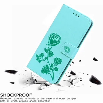 Luksus Læder Flip Book style Tilfældet for Xiaomi Mi 6X / Mi A2 Lite Rose Flower Pung Stå Kortholderen Tilfælde Phone Taske 4