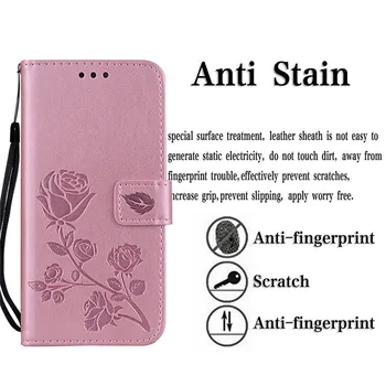 Luksus Læder Flip Book style Tilfældet for Xiaomi Mi 6X / Mi A2 Lite Rose Flower Pung Stå Kortholderen Tilfælde Phone Taske 5
