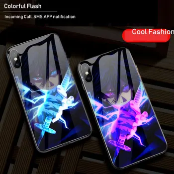 Luksus Smart Flash Lysende Hærdet Glas Telefonens Cover Til iPhone 11 Pro max 7 8 Plus X XS Antal XR Sound Control Lys Mobiltelefon Sag 0