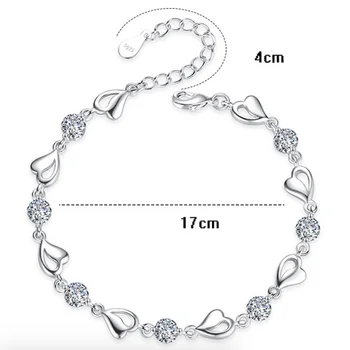 Luksus Trendy Hjertet Zircon 925 Sterling Sølv Bryllup Armbånd Til Kvinder Blå Pink-Designer Lækre Kæde Smykker Gaver 4