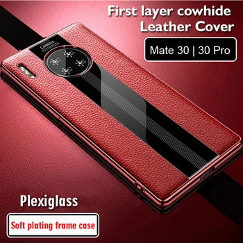 Luksus Ægte Læder Tilfældet For Huawei Mate 30 Pro Tilfælde Læder Stødsikkert bagcoveret funda Mate30 Pro Protector Case 1