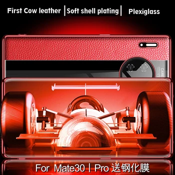 Luksus Ægte Læder Tilfældet For Huawei Mate 30 Pro Tilfælde Læder Stødsikkert bagcoveret funda Mate30 Pro Protector Case 3
