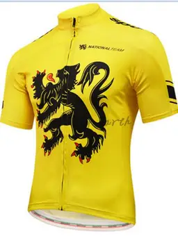 Løven fra Flandern National team 2016 kortærmet trøje bib shorts sæt tøj MTB cykel ropa ciclismo maillot gel pad 1