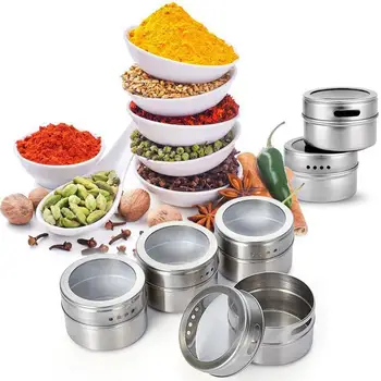 Magnetisk Krydderi Krukker Sæt til Rustfrit Stål, Salt og Peber Shakers Spice Rack Krydderier Max Krydderi Container 2