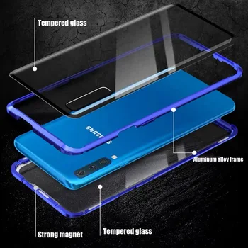 Magnetisk Metal Case Til Samsung Galaxy A7 A8 A9 2018 A10 A50 A60 A70 A20 A30 A40-M10-M20 M30 M40 A80 Dobbelt Side glas cover 0