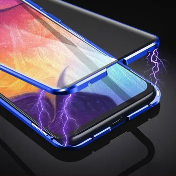Magnetisk Metal Case Til Samsung Galaxy A7 A8 A9 2018 A10 A50 A60 A70 A20 A30 A40-M10-M20 M30 M40 A80 Dobbelt Side glas cover 1