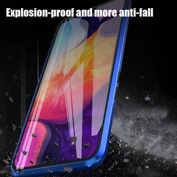 Magnetisk Metal Case Til Samsung Galaxy A7 A8 A9 2018 A10 A50 A60 A70 A20 A30 A40-M10-M20 M30 M40 A80 Dobbelt Side glas cover 4