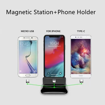 Magnetisk Oplader Til iPhone 11 12 Type C Magnetisk Oplader Stå Doc-Dockingstation Android Usb-C Dock Holdere Opladere 5