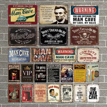 Mand Cave Tegn Vintage Metal Sign Plak Metal Vintage-Tin Tegn Wall Decor for Mand Cave Bar Pub Garage Dekorative Plade 0