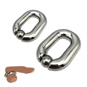 Mandlige Tunge BDSM Rustfrit stål Kugle Pungen Båre metal penis bundet Cock Ring Forsinkelse sædafgang mandlige nye Sex Legetøj til mænd 21501