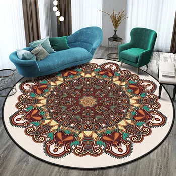 Marokko vintage etniske mandala runde tæppe, Non-slip Balkon og tabel hængende kurv hjem crystal velvet dekoration mat 3