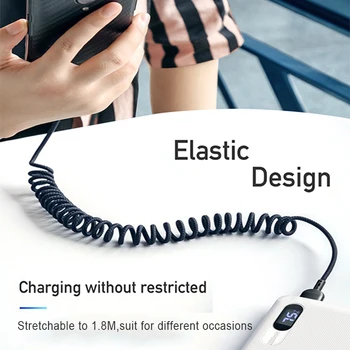 Mcdodo 1,8 M Spring Udvidelse Fastnet-USB Type C Kabel til Samsung, Huawei P30 Pro Xiaomi Telefon QC4.0 Hurtig Oplader USB Data Kabel 4