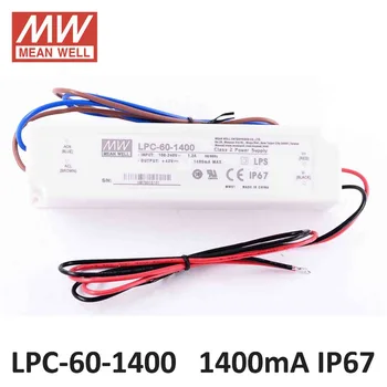 Meanwell LPC-60-1400 konstant strøm led strømforsyning 9-42VDC output 58.8 W 1400mA vandtæt driver til Led strip belysning 0