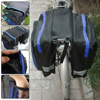 Mesh Multi Pocket Dobbelt Cykeltasker Opbevaring Tilbehør Mountain Cykel, Kuffert, Taske, Reflekterende Stribe På Bagsædet Holdbar Bære Bagage 2