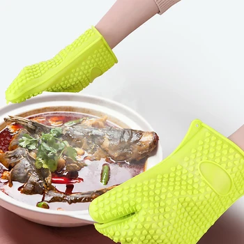 Mikrobølgeovn varmeandig Silikone, Køkken Ovn Mitt Handske Potholder For Grill Og BBQ Vandtætte Handsker 24741