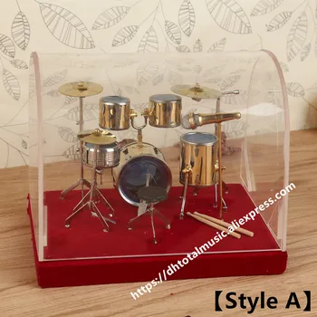 Mini-Drum Sæt Miniature Model Trommesæt Model Miniature Kobber Mini-Musical Instrument Model Samling 3