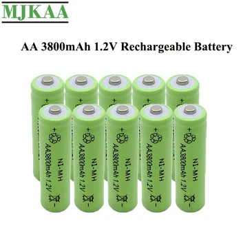 MJKAA 10STK 1,2 V AA Ni-MH 3800mAh Genopladeligt Batteri Rechargerable Batterier til LED Lommelygte Kamera Pre-Charged 1
