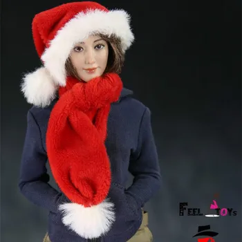 Mnotht 1/6 Skala Rød Jul Plys Hat Med tørklæde for 12v Kvindelige Soldat Phicen JIAOUL Action Figur Toy Hobbyer 1