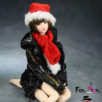 Mnotht 1/6 Skala Rød Jul Plys Hat Med tørklæde for 12v Kvindelige Soldat Phicen JIAOUL Action Figur Toy Hobbyer 4