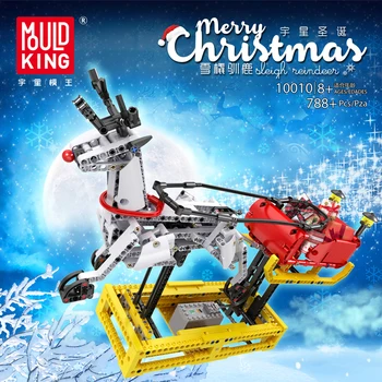 MOC Kreative Idé Serie RC Slæde Reindee Model byggesten Vinter Landsby Mursten Kids Legetøj Christmas Santa Claus DIY Gaver 2
