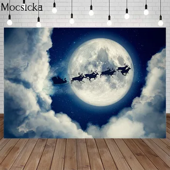 Mocsicka Jul Slot Baggrund Santa Claus Gave Fotografering Baggrunde Vinter Sne Børn Baggrunde til Foto-Studio 21350