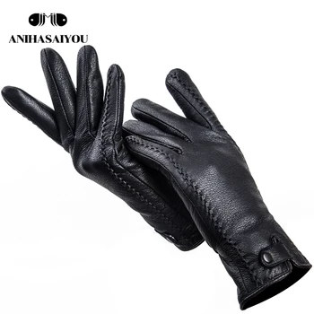 Mode Buckskin virkelige kvinder læder handsker,Behagelig varm kvinders vinter handsker Kolde beskyttelse handsker til kvinder - 2265 2