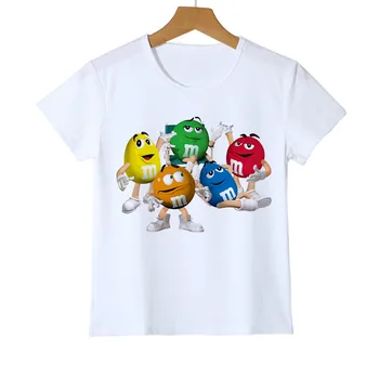 Mode børne t-shirt 3D-Dreng/Pige chokolade bønner MM print sjove streetwear t-shirt Animationsfilm kortærmet Baby-Shirts Z47-4 0