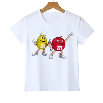 Mode børne t-shirt 3D-Dreng/Pige chokolade bønner MM print sjove streetwear t-shirt Animationsfilm kortærmet Baby-Shirts Z47-4 1
