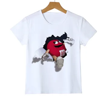 Mode børne t-shirt 3D-Dreng/Pige chokolade bønner MM print sjove streetwear t-shirt Animationsfilm kortærmet Baby-Shirts Z47-4 2