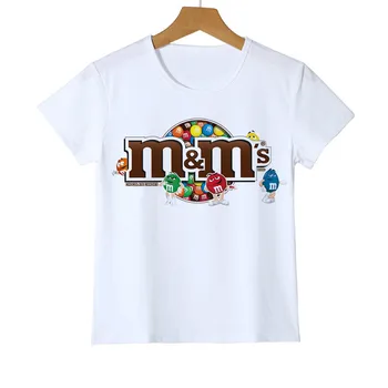 Mode børne t-shirt 3D-Dreng/Pige chokolade bønner MM print sjove streetwear t-shirt Animationsfilm kortærmet Baby-Shirts Z47-4 4