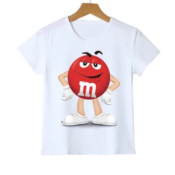 Mode børne t-shirt 3D-Dreng/Pige chokolade bønner MM print sjove streetwear t-shirt Animationsfilm kortærmet Baby-Shirts Z47-4 5