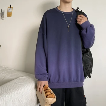 Mode Gradient Sweatshirt Kpop Tøj Ulzzang Løs Rund Hals Streetwear Og Hiphop-Toppe Par Tøj Koreansk Stil Frakke 0