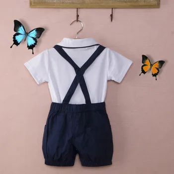 Mode HOT salg Barn Kids Baby Drenge Tøj, butterfly, Hvid T-shirt Søde Navy Blå Hagesmæk Korte Bukser Formelle Korte Tøj Sæt 1