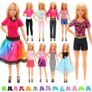 Mode Håndlavet 30 Emner/set Dukke Tilbehør =Kid Legetøj 10 Doll Tøj +10 Bøjler+10 Dukker Sko Til Barbie Spil Gave Til Pige 2