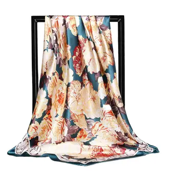 Mode, Luksus, kvalitet silke Nye stil forår og efterår kvinder print silke tørklæder turisme Firkantet tørklæde seaside solcreme sjal 1825