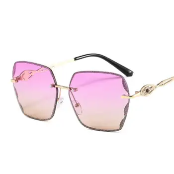Mode Metal Ikke Ramme Solbriller Kvinder 2021 Luksus Mærke Retro Square Solbriller Mænd Farvede Ocean Nuancer Af Høj Kvalitet Briller 15124