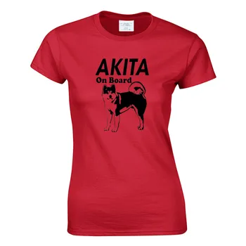 Mode Sommer Pige Korte Ærmer Toppe Tøj til Kvinder Akita Trykt Harajuku T-Shirt Rød Sort kvindelige T-shirt 909