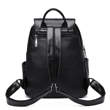 Mode sort kvinder rygsæk bagpack kvalitet læder dame, rejser, shopping tilbage pack vedhæng store skoletasker til piger packbag 1