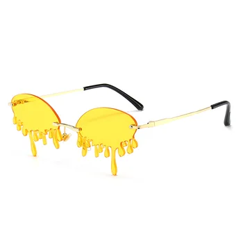 Mode Vintage Solbriller Kvinder Rive Form Mandlige Sol Briller Party Beach 2020 Sommeren Metal Candy Farve Rød Gul 8242