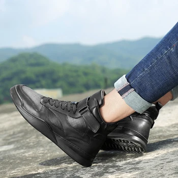 Mode Ægte læder Boot Herre Arbejder Safty Sko Shoes De Mujer Shoes Ankel Lace-up Bekæmpe Støvler Stor Størrelse 37-46 1