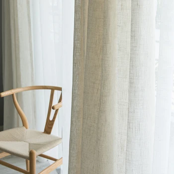 Moderne Japansk stil linned gardin Tykkere gaze gardin indgået soveværelse bølge vindue balkon gaze skygge vindue skærmen 5